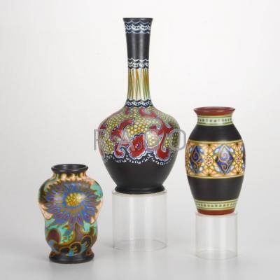 Appraisal: ZUID-HOLLAND GOUDA Three vases Kartaroot Marion and Rollyg Gouda Netherlands