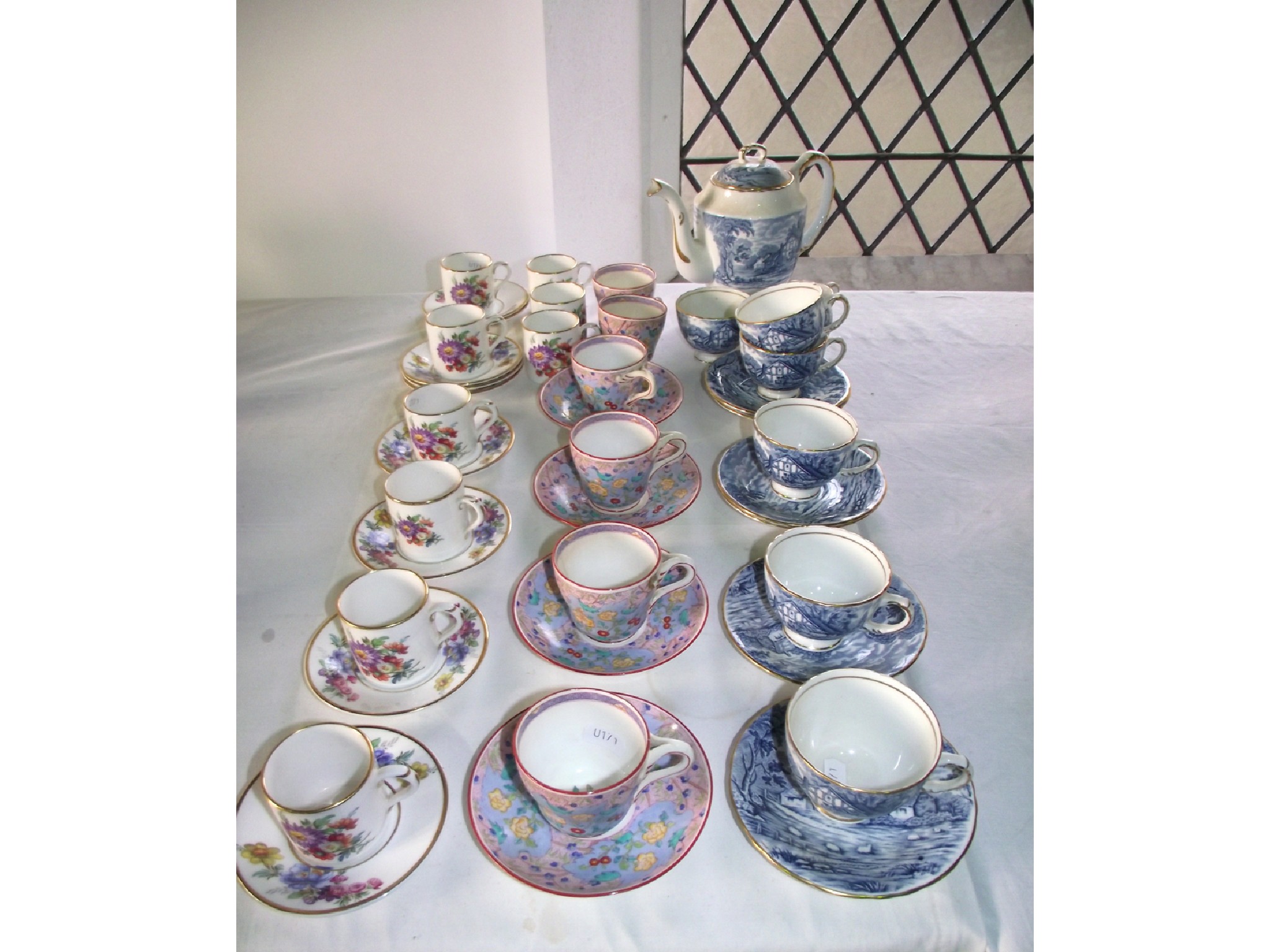 Appraisal: A collection of Sutherland China Rural Scenes pattern blue and