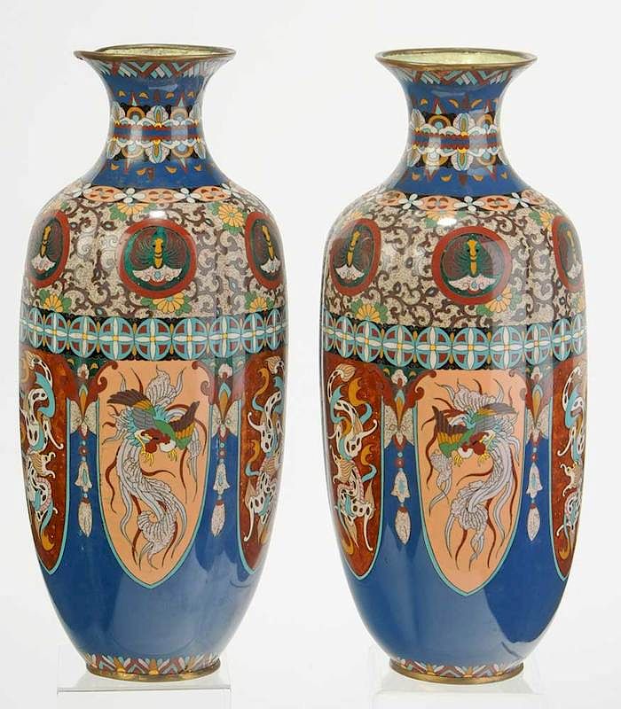 Appraisal: Large Pair Japanese Cloisonn Vases Late th early th century