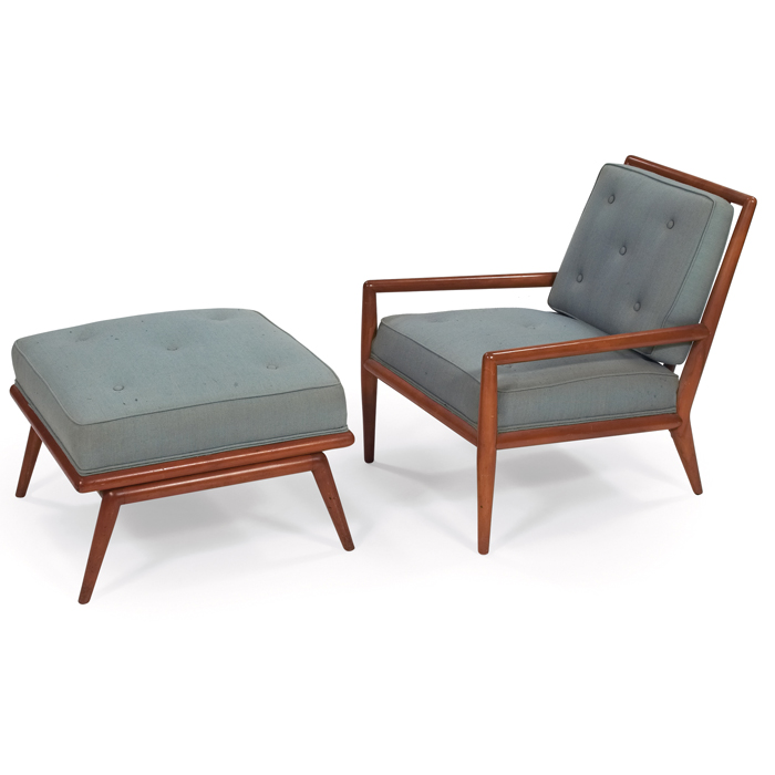 Appraisal: T H Robsjohn-Gibbings lounge chair and ottoman by Widdicomb rounded