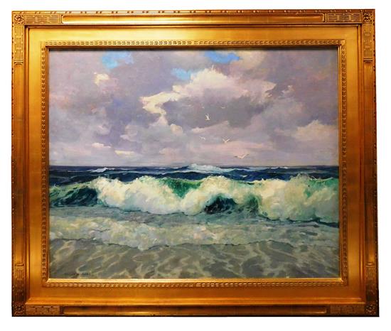 Appraisal: Stanley Wingate Woodward American - oil on canvas depicting seascape