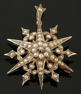 Appraisal: An Australian seed pearl starburst pendant brooch Set in ct