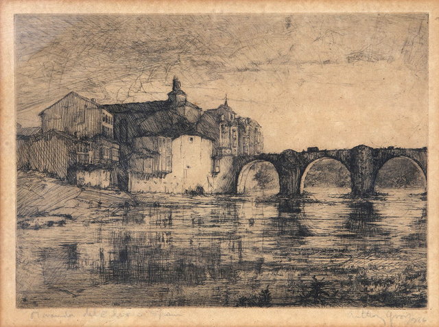 Appraisal: ANTHONY GROSS b 'Miranda Del Ebro - Spain' etching pencil