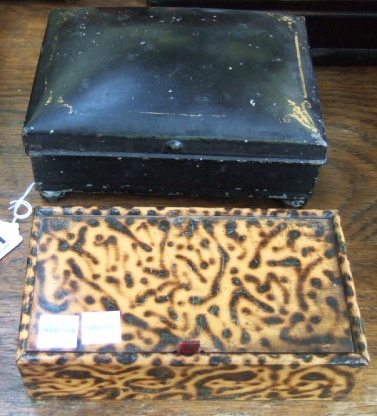 Appraisal: A th century black painted tin spice box cm wide