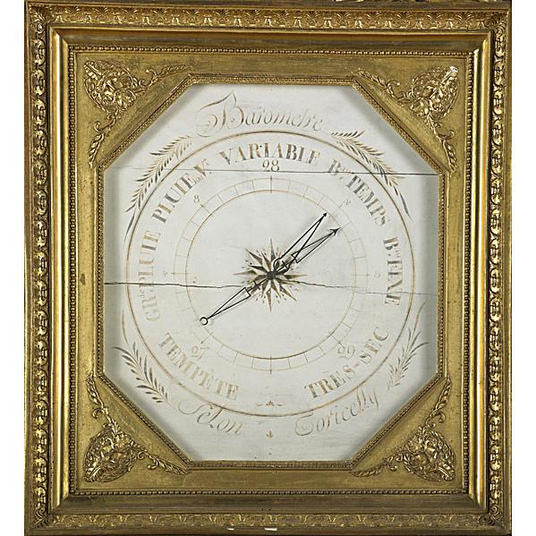 Appraisal: FRENCH GILDED BAROMETER AFTER TORRICELLI Phoenix bird decoration th c