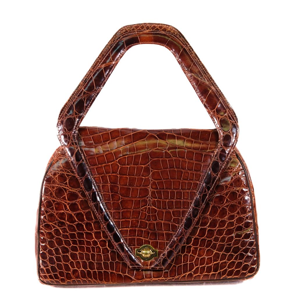 Appraisal: VINTAGE HAVANA CUBA 'PHILA' ALLIGATOR HANDBAGVintage 'PHILA' alligator skin handbag