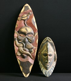 Appraisal: Two New Guinean Painted Masks carved and painted wood x