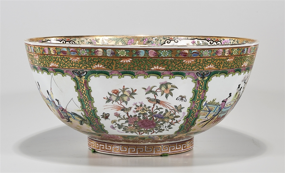 Appraisal: Chinese rose medallion bowl with various scenes of figures flowers