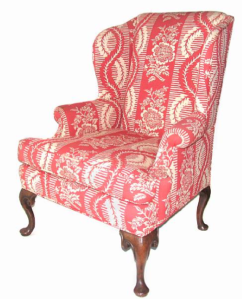 Appraisal: A George I style mahogany and upholstered wing chair th