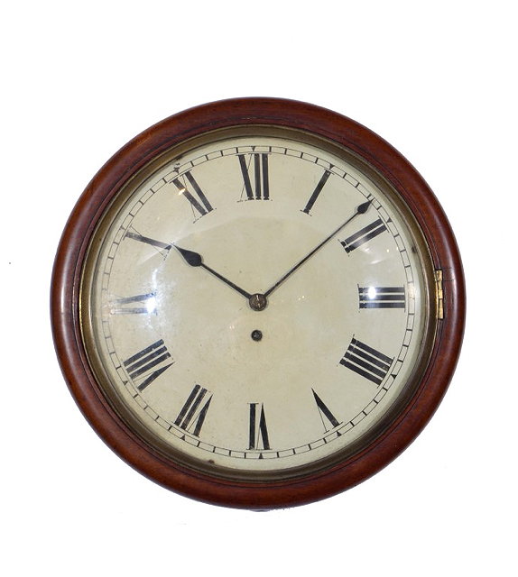 Appraisal: A VICTORIAN MAHOGANY DIAL TIMEPIECE the convex Roman dial with