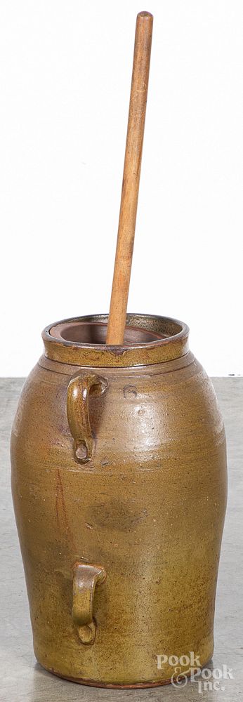 Appraisal: Stoneware churn th c Stoneware churn th c h Condition