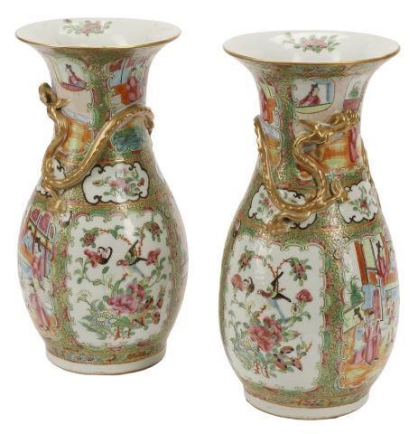 Appraisal: pair Chinese Canton Rose porcelain vases th c one with