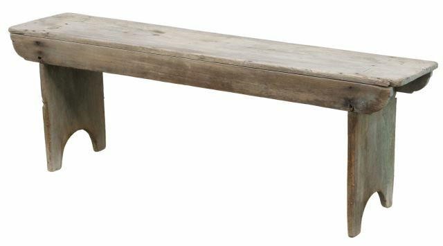 Appraisal: American Primitive pine bench th c having rectangular top through