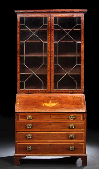 Appraisal: Good George III Mahogany Secretary Bookcase early th century the