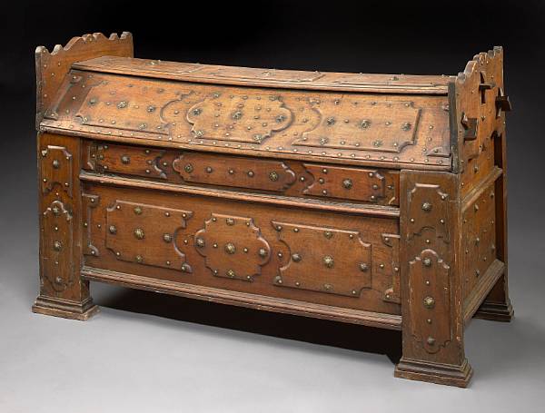 Appraisal: A Continental Baroque brass studded walnut chest late th early