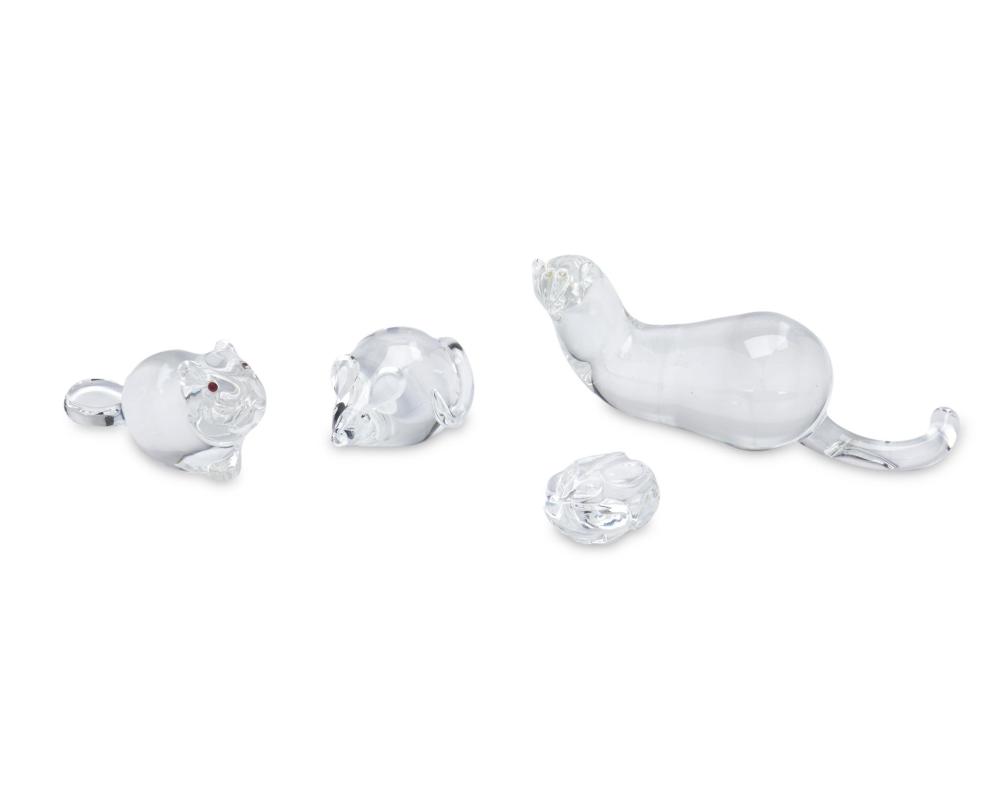 Appraisal: Four Steuben crystal and gem-set animal figures Second-half th Century