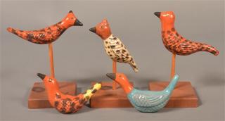 Appraisal: James Seagreaves Pottery Bird Figures Five Various James Seagreaves Glazed