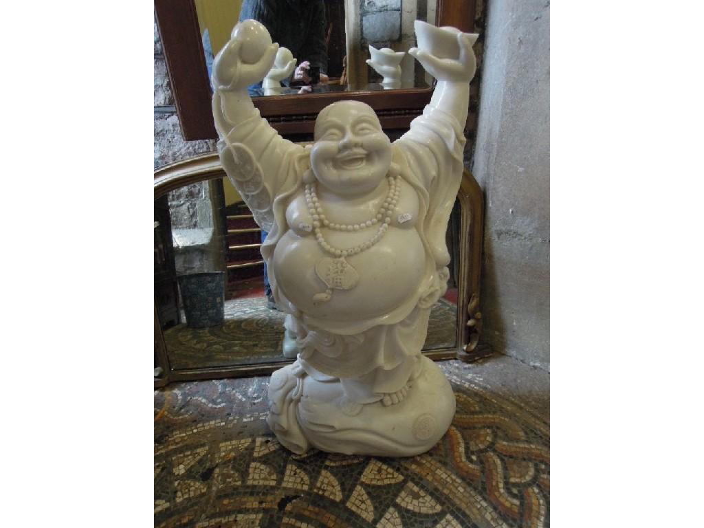 Appraisal: A cast simulated marble figure of a rotund jolly Buddha