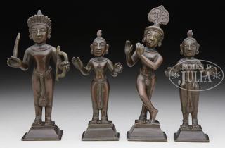 Appraisal: SET OF FOUR BRONZE STATUES th th century Asia The