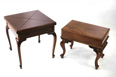 Appraisal: An Edwardian mahogany envelope card table the top cm x