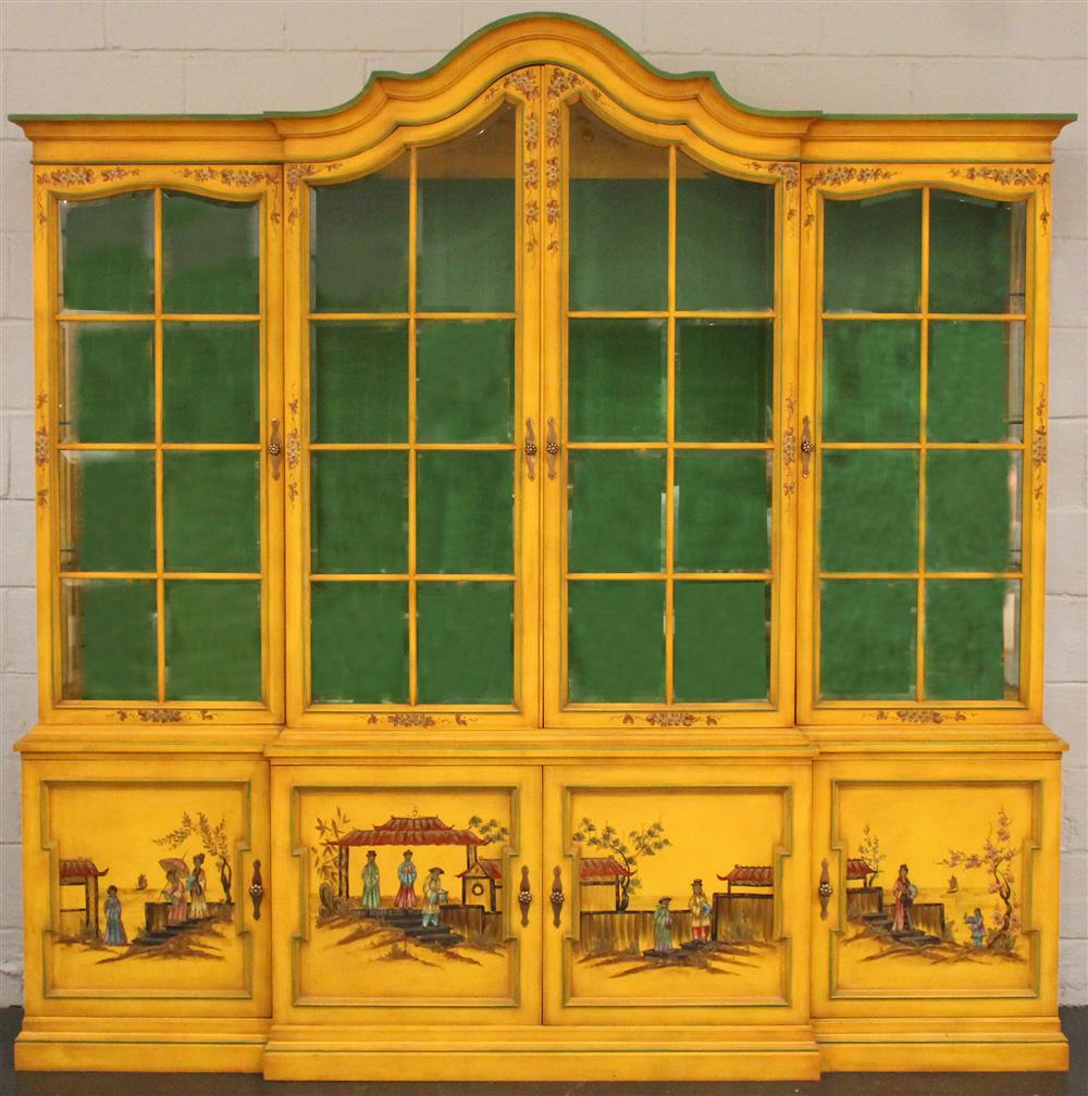 Appraisal: KEEVAN SADOCK YELLOW CHINOISERIE BREAKFRONT having an arched and molded