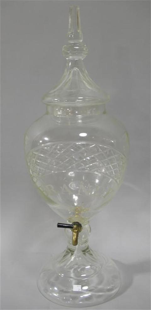 Appraisal: LARGE GLASS BRANDY DISPENSER The large ovoid container rising from