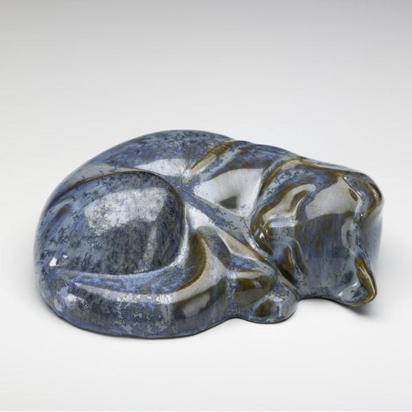 Appraisal: FULPER Cat doorstop in Chinese Blue Flambe crystalline glaze Vertical