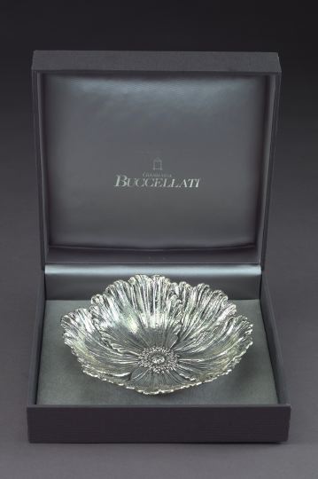 Appraisal: Cased Buccellati Sterling Silver Sweetmeat Bowl of flowerhead form fourth