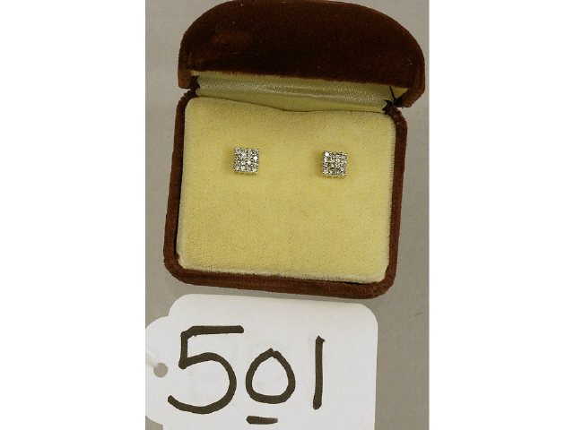 Appraisal: Pair of square diamond stud earrings set with ct of