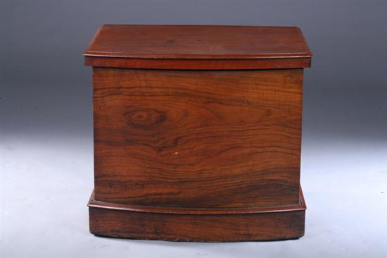 Appraisal: CIVIL WAR ERA ROSEWOOD BOW-FRONT COMMODE th century Hinged lid