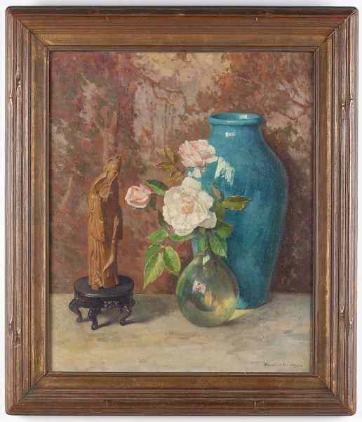 Appraisal: Maurice Braun CA - ''The Lubens Vase''oil on canvas signed