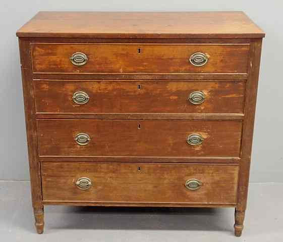 Appraisal: Pennsylvania Sheraton cherry chest of drawers c with mostly original