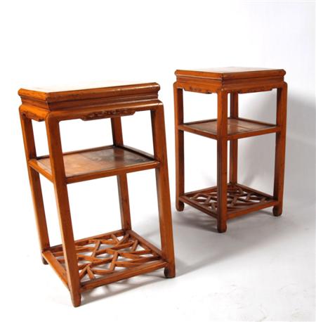 Appraisal: A pair of Chinese yellow tables each with square top