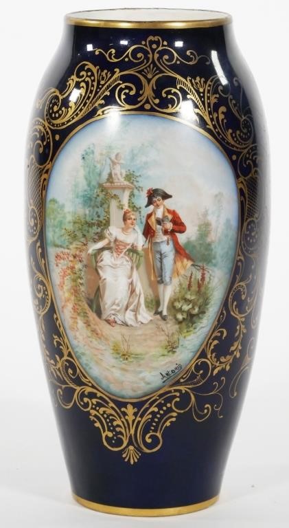 Appraisal: Limoges Vase with central motif of two figures surrounding by