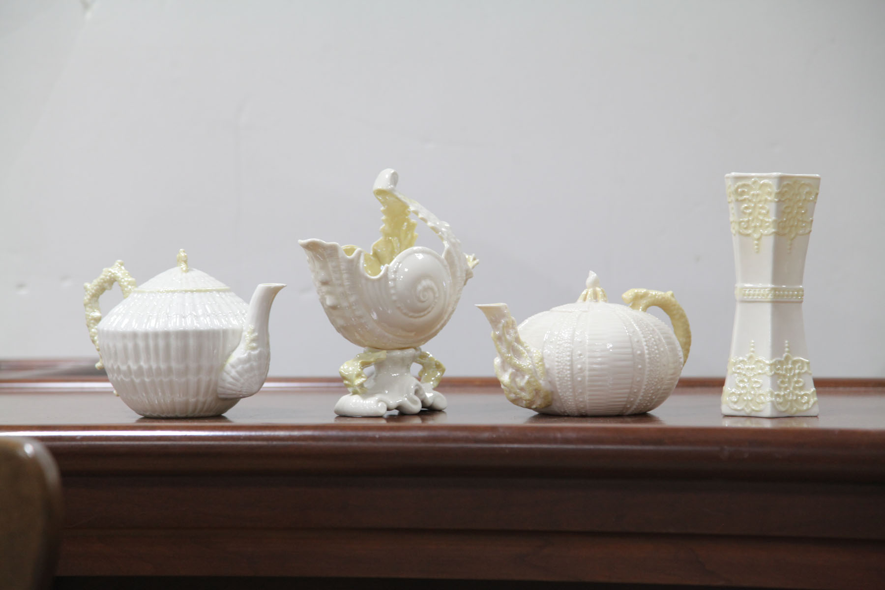 Appraisal: FOUR PIECES OF BELLEEK CHINA Irish mid th century Two