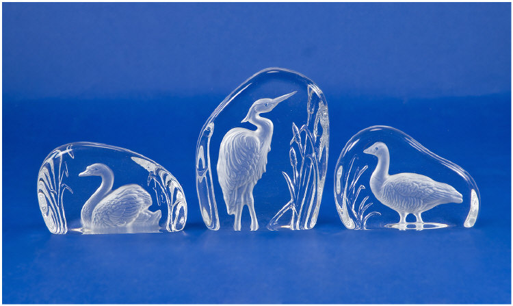 Appraisal: Wedgwood Glass Paperweight Bird Figures