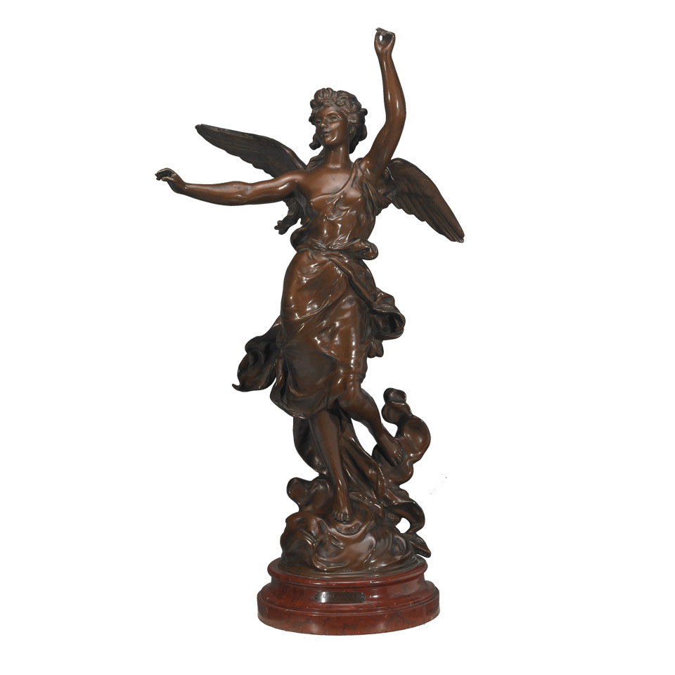 Appraisal: Hippolyte-Fran ois Moreau French - L HISTOIRE patinated bronze on