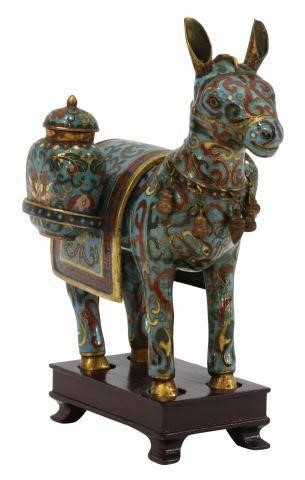 Appraisal: Chinese cloisonne enamel figure of a horse donkey draped caparison