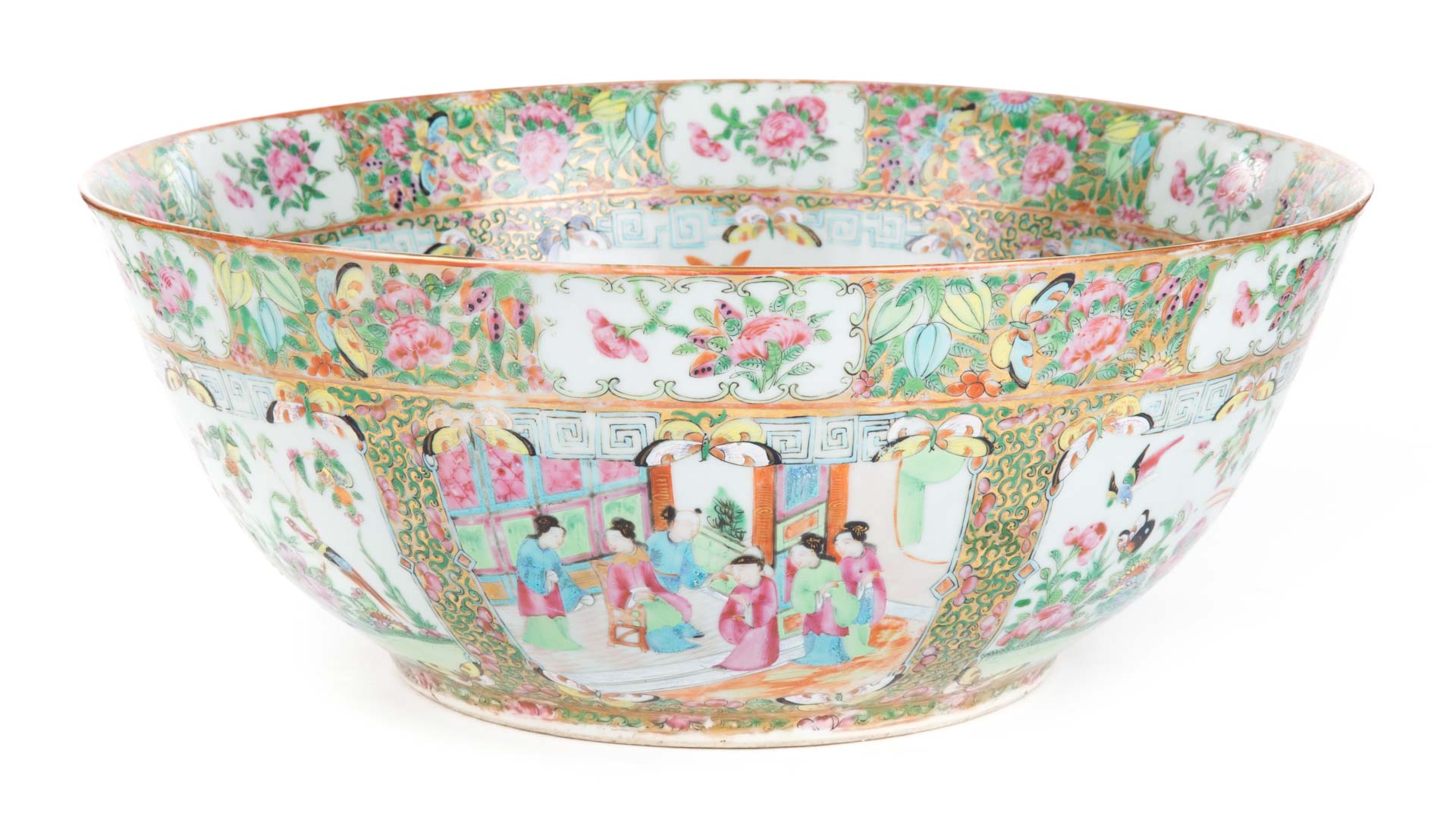 Appraisal: Chinese Export Rose Medallion punch bowl fourth quarter- th century