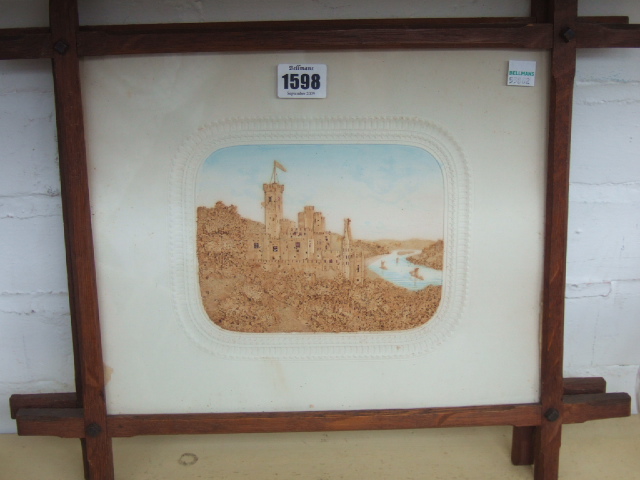 Appraisal: A pair of Edwardian cork pictures the first depicting a