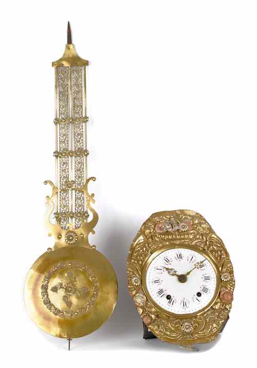 Appraisal: French wag on the wall clock th c with a