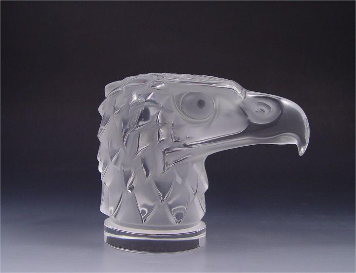 Appraisal: LALIQUE FIGURAL EAGLE GLASS CAR MASCOT Frosted and clear glass