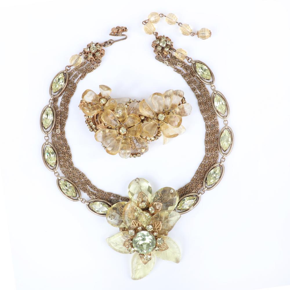 Appraisal: MIRIAM HASKELL -CHAIN AND LINKED CITRINE MARQUISE CRYSTAL NECKLACE AND