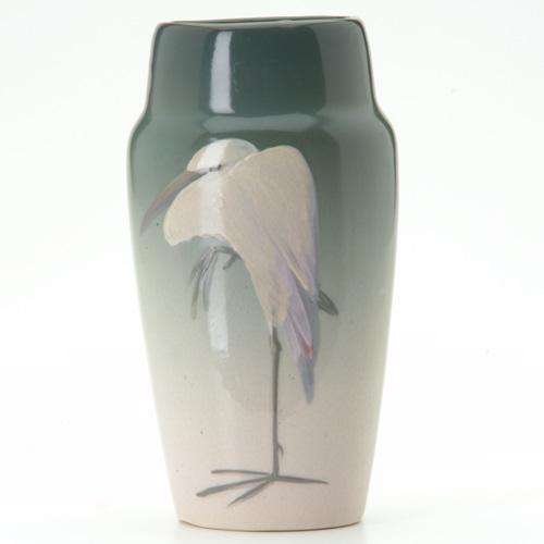 Appraisal: WELLER Eocean vase painted with an ivory and lavender egret