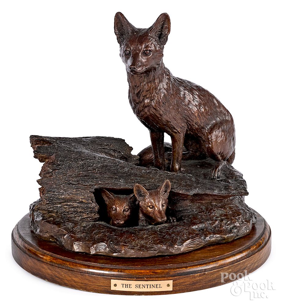 Appraisal: Marilyn Newmark bronze fox sculpture Marilyn Newmark American - bronze