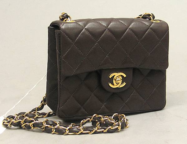 Appraisal: A Chanel Classic Flap chocolate brown quilted leather bag approximate