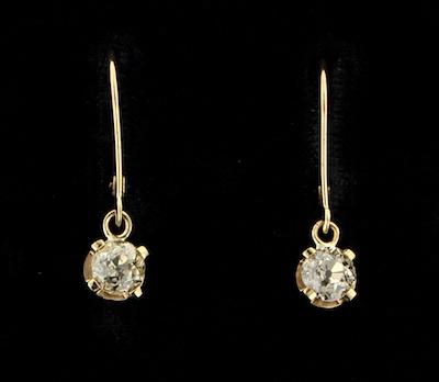 Appraisal: A Pair of Diamond Leverback Earrings k yellow gold leverback