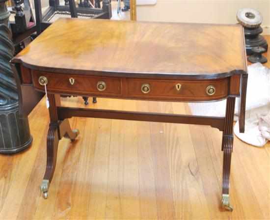 Appraisal: A Regency style mahogany and satinwood sofa table The table