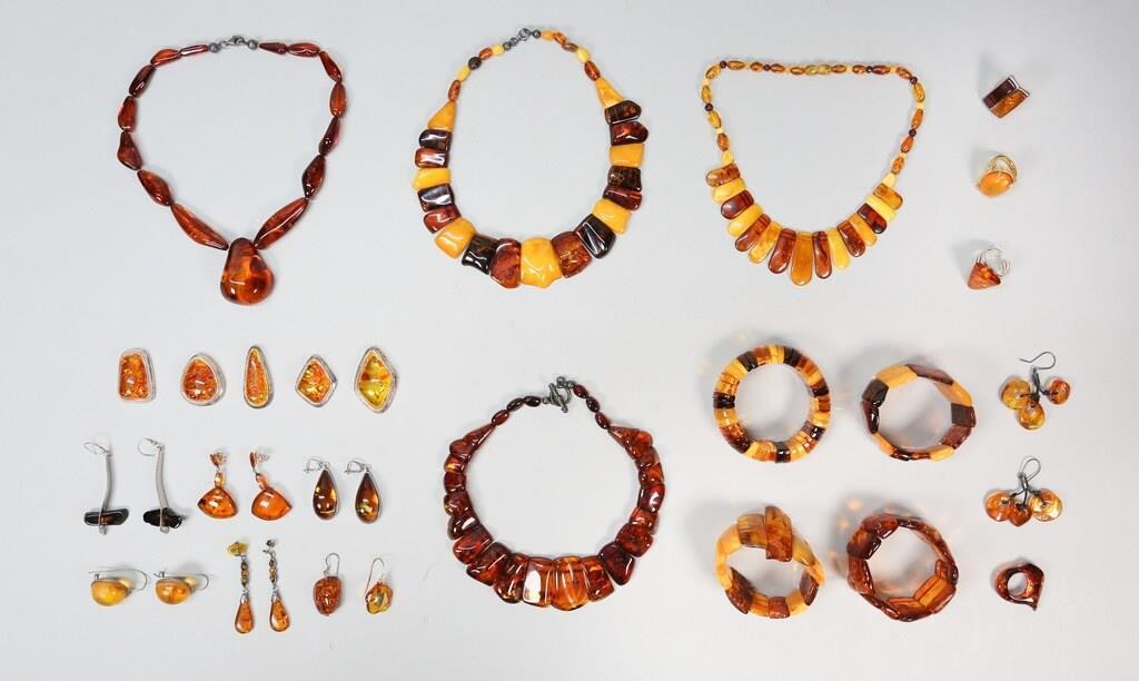 Appraisal: Lot of amber jewelry including bracelets pairs of earrings and