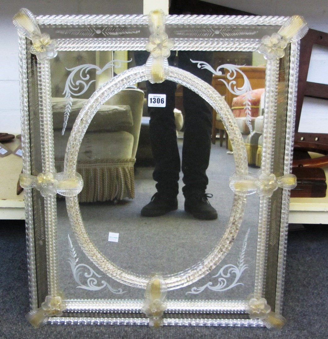 Appraisal: A pair of th century rectangular Venetian glass wall mirrors